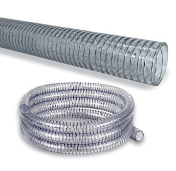 Mangueira PVC Transparente Espiral Aço Mola Leve